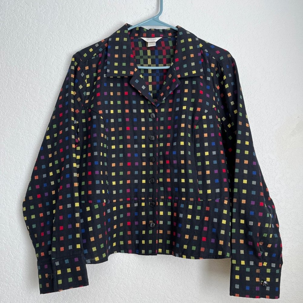 Christopher & Banks Multi-colored Shirt with Square buttons, Size Petite XL